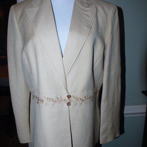 New Kasper Linen Embroidered Suit